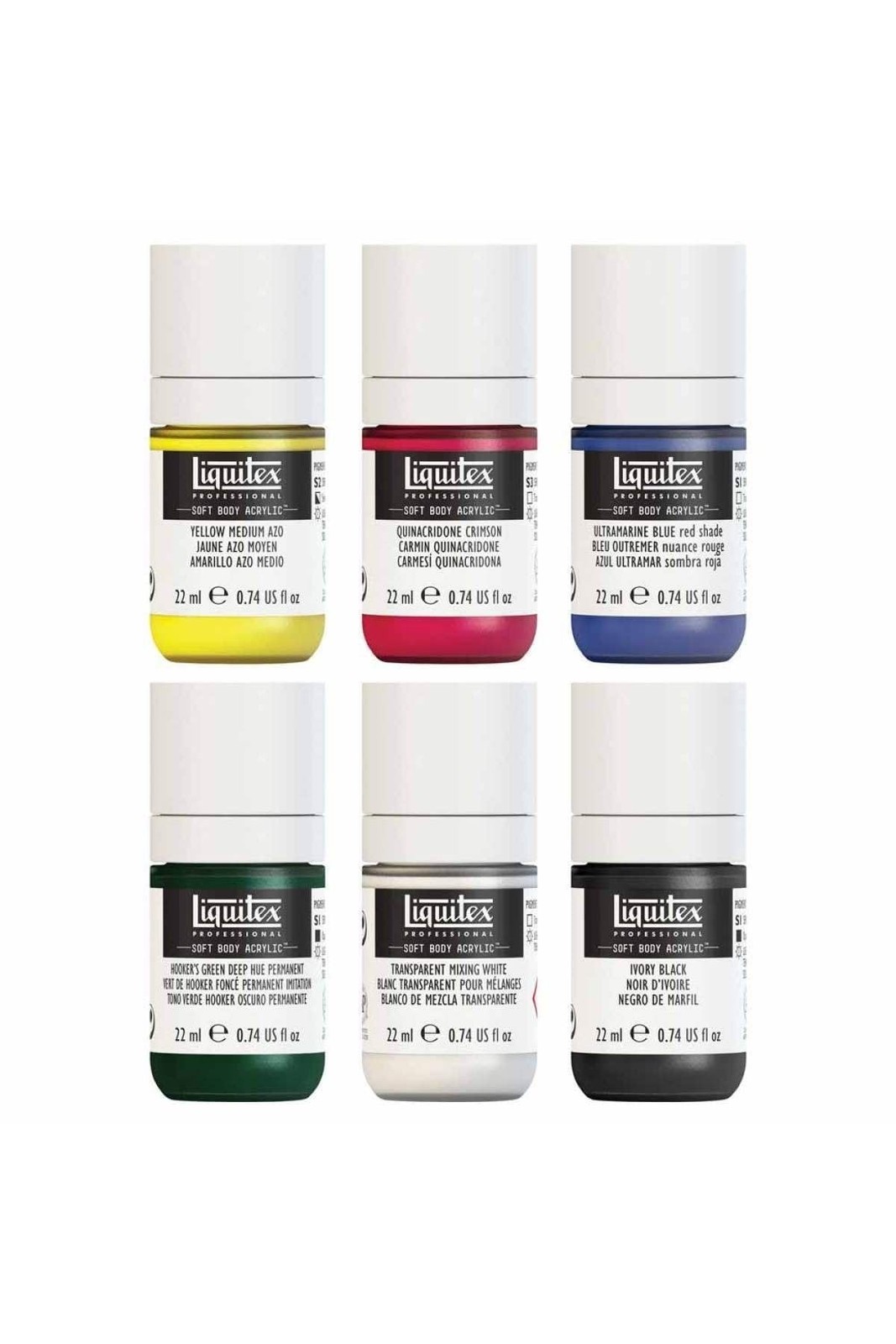 Liquitex Professional Soft Body Acrylic Paint, 6 x 22ml (0.74-oz), Mixing Set