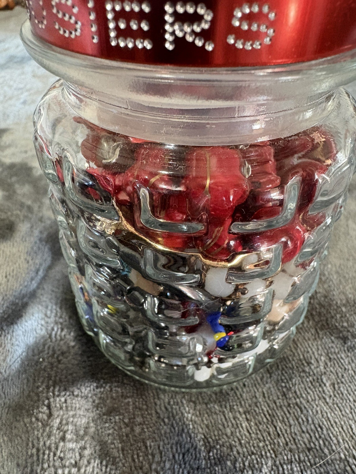 Mystery Glass Jar Of jewelry 8.9 oz mixed lot
