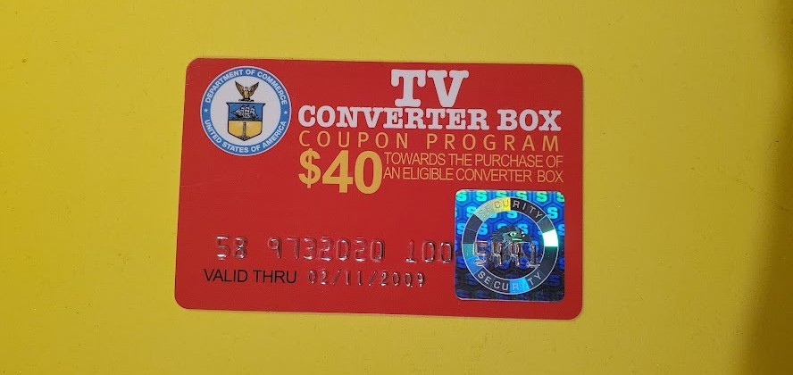 2008-9 TV Converter Box Coupon Program Card $40 Dept of Commerce
