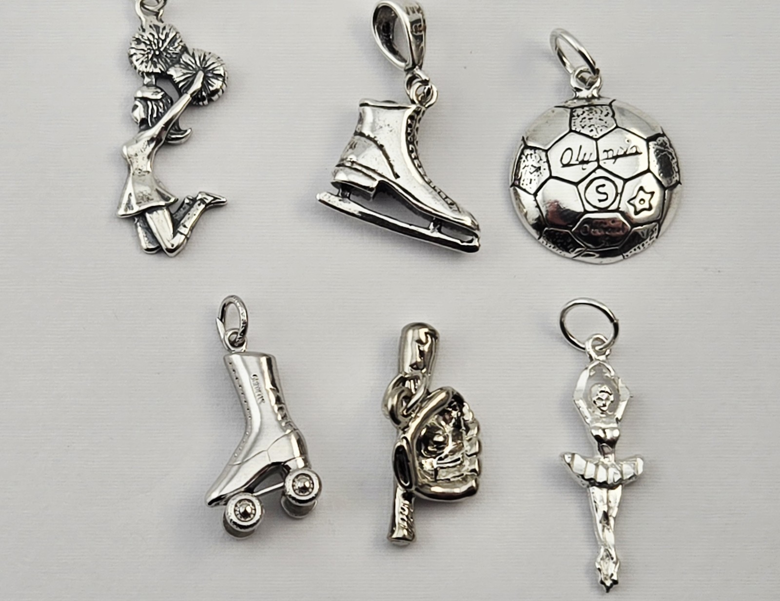 Sterling Silver Sports Charm Lot Soccer Baseball Skate Ballet Roller Skate - 17g