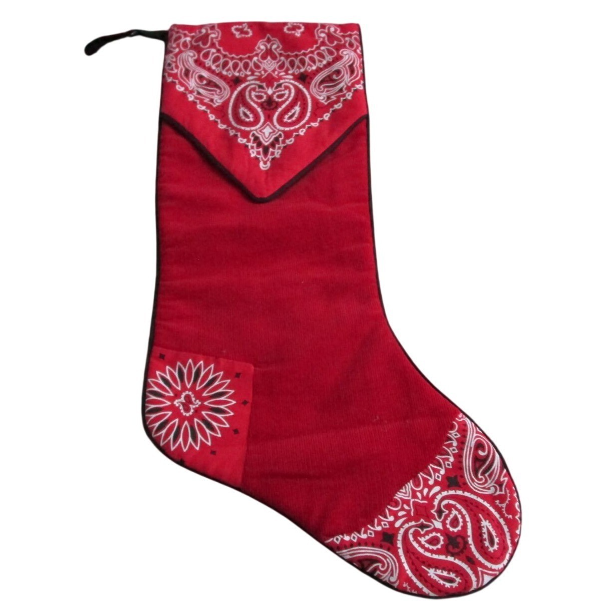 Red Bandana and Corduroy Rodeo Cowboy Christmas Stocking 19"x7" GU