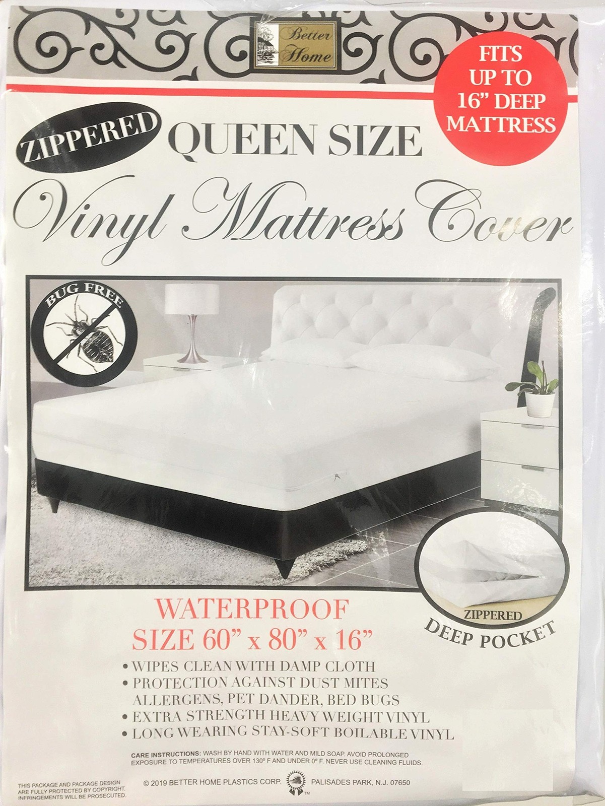 Vinyl Mattress Cover Zippered Encasement Protector Heavy Duty Deep Pocket (Qu...