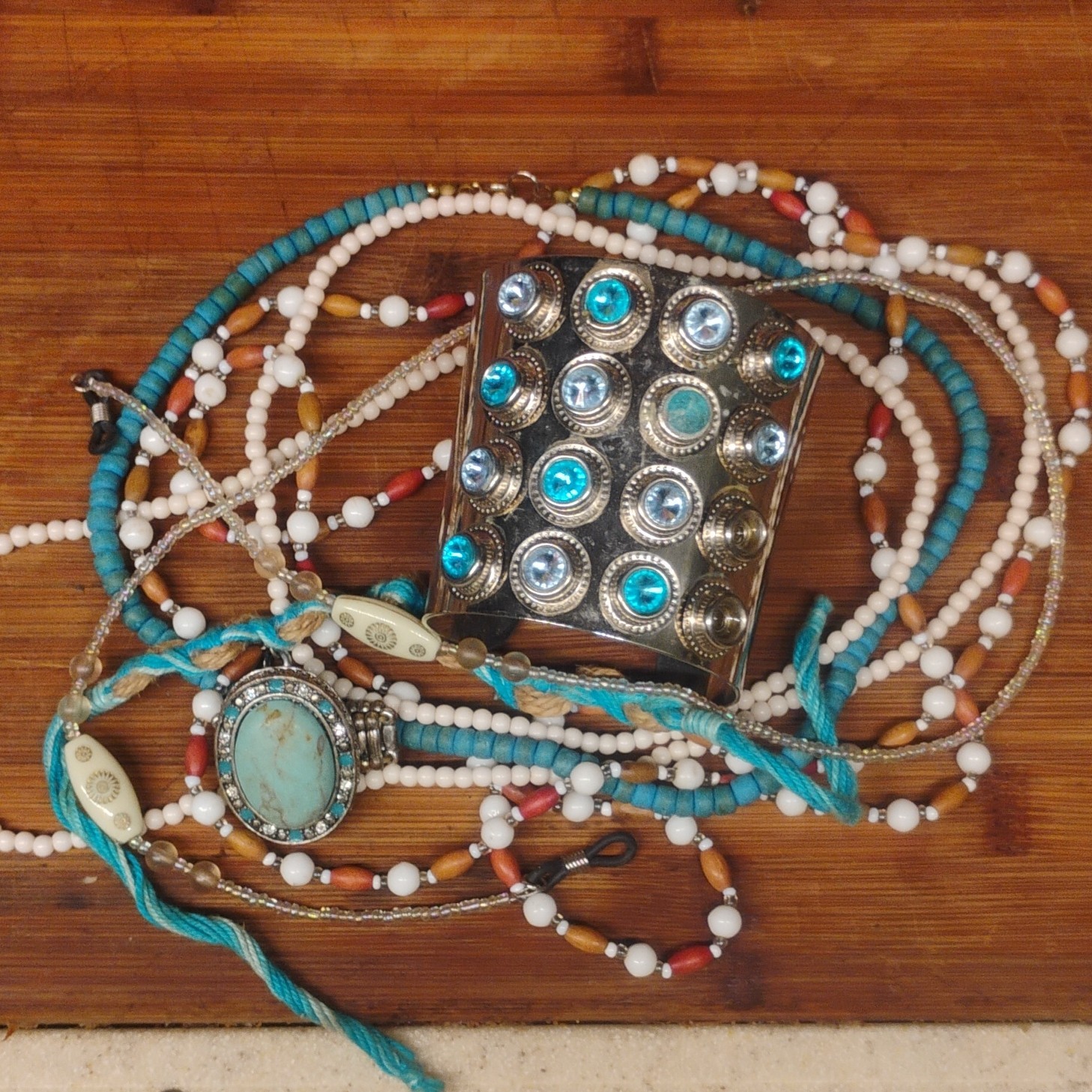 Turquoise Beaded Mixed Lot Jewelry Set Bracelet Necklace Fashion Women 4 Pieces
