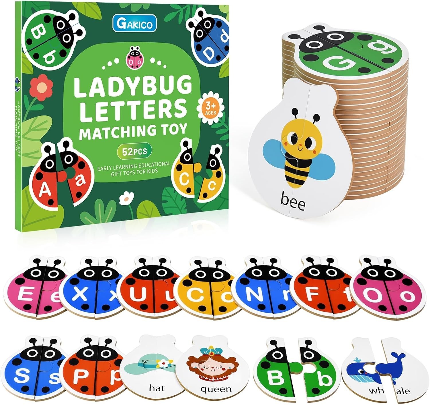 Ladybug Self Correcting Alphabet Puzzle: Letter Matching Games for Toddlers 3-5,