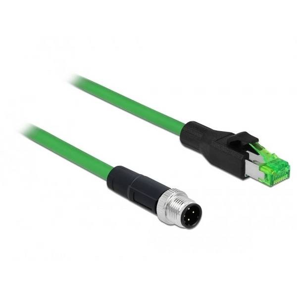 Delock 85438 RJ45 / M12 Network Cable, SF/UTP Patch Cable 2.00m Green 1pc