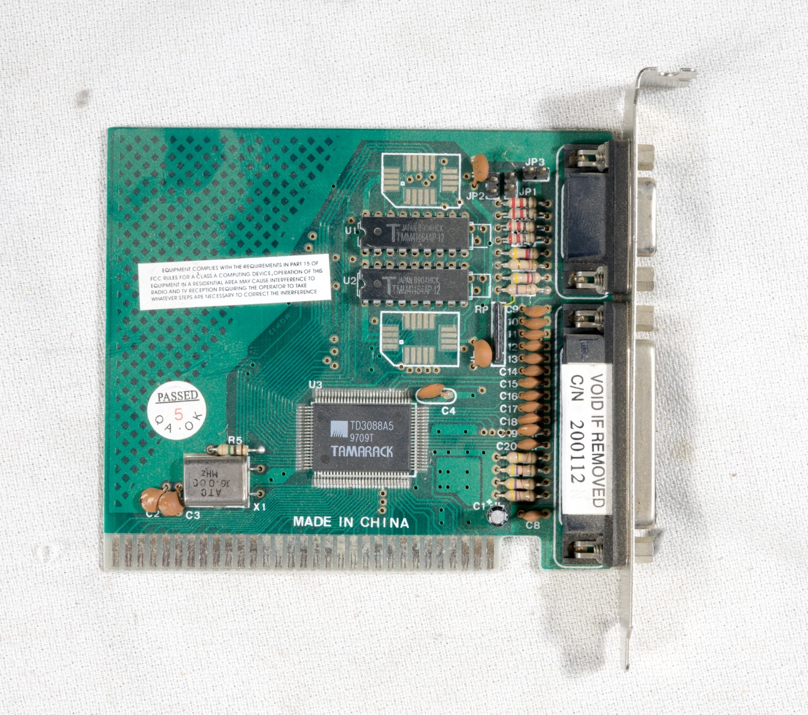 Vintage Generic monochrome graphics card 8 bit ISA tested ISAE34