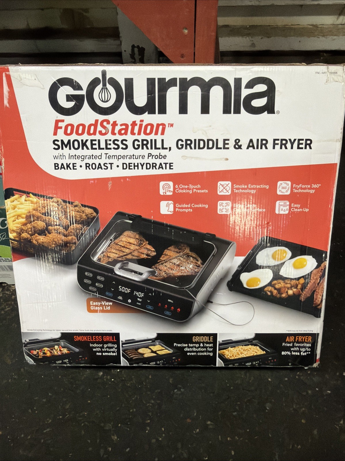 Gourmia FoodStation Smokeless Grill/Griddle/Air Fryer New In Box