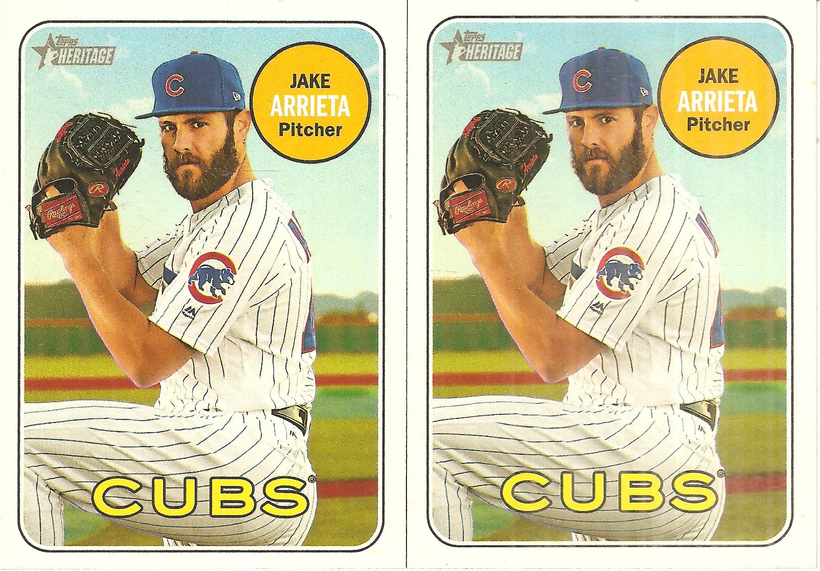 2 CARD 2018 TOPPS HERITAGE JAKE ARRIETA BASEBALL CARD LOT