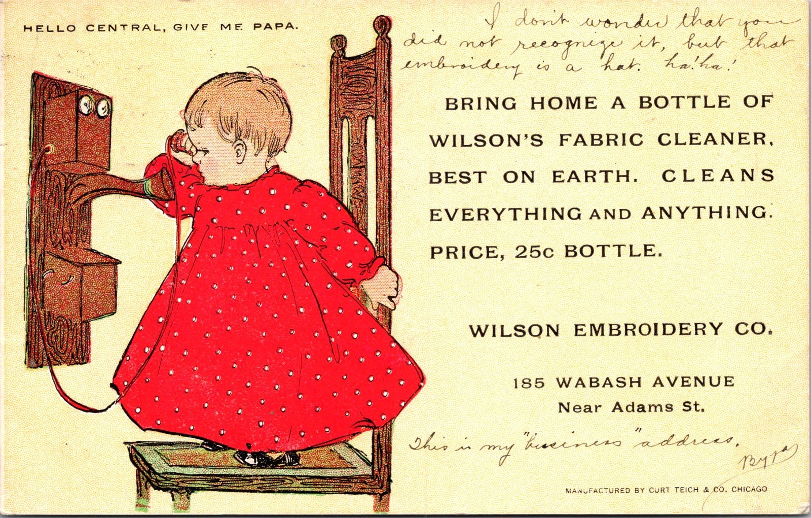 Chicago Ill Wilson Embroidery Co. Advertising Postcard Uncommon