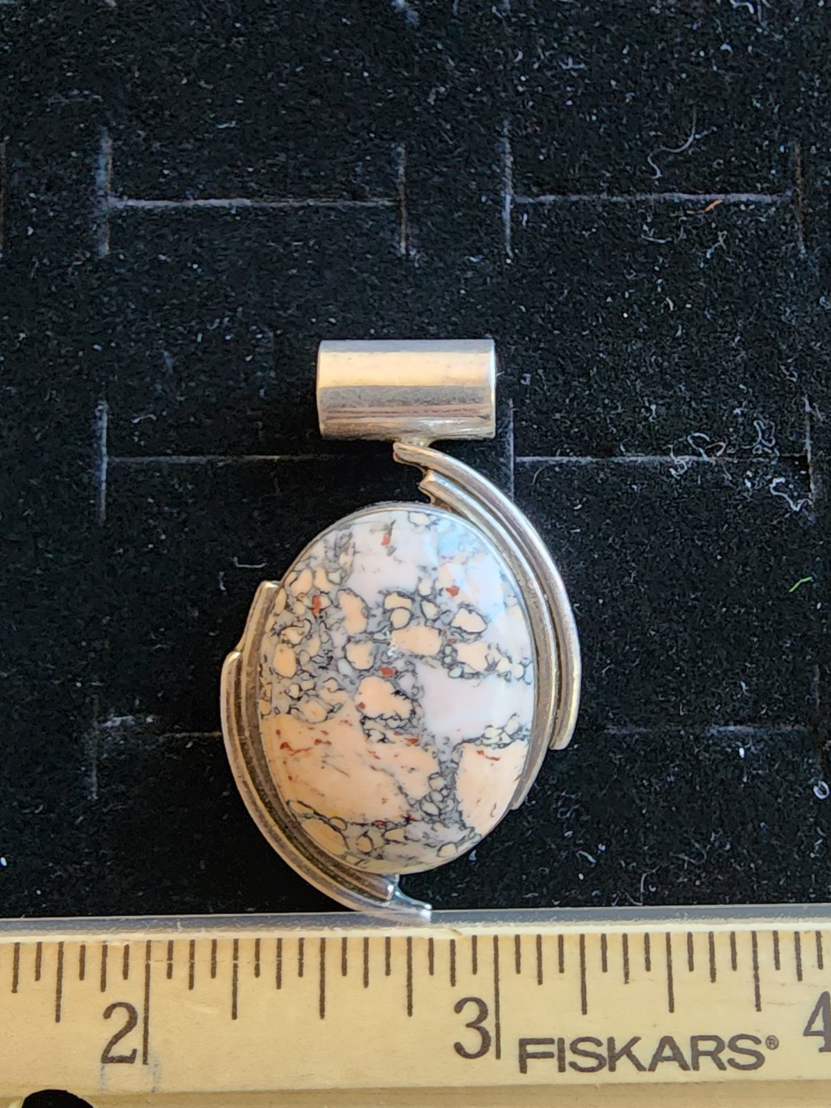 Vintage Sterling Silver/Wild Horse Jasper Necklace Pendant Marked 925 Mexico