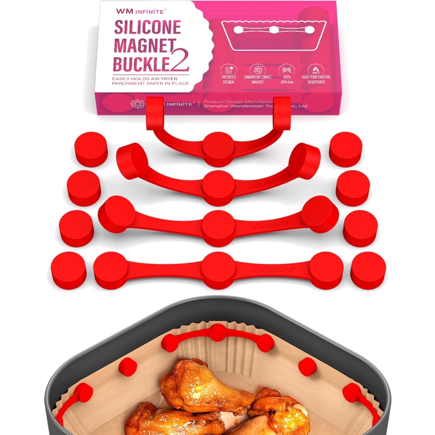 Air Fryer Silicone Magnet Buckle 2 Pack Hold Down Parchment Paper Liner Saver