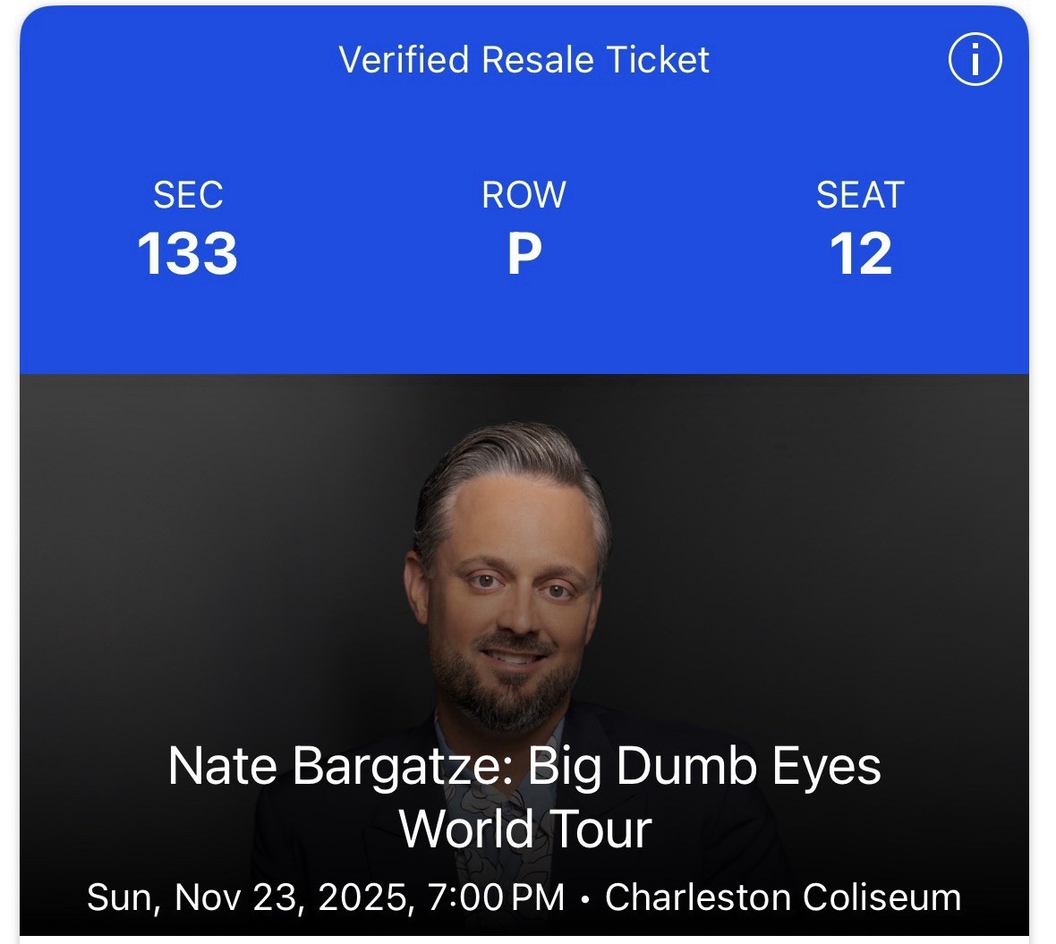 Nate Bargatze Big Dumb Eyes World Tour 2 November 23rd 7:00pm, Charleston