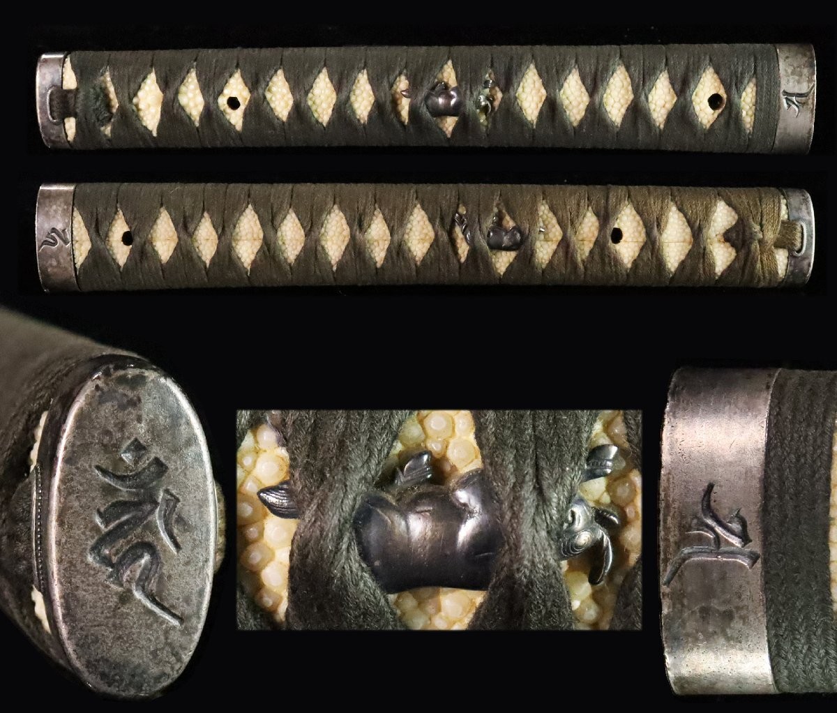 Japanese Katana Tsuka Handle Sword Fitting Koshirae Antique Samurai Parts Used