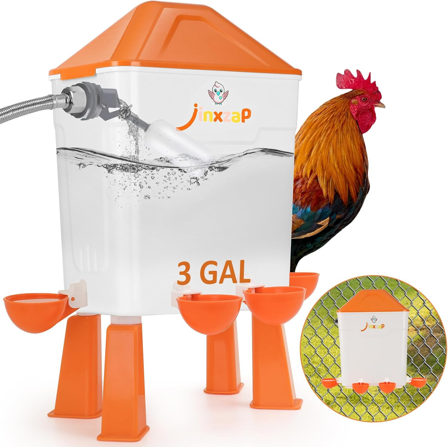 3 Gal Automatic Chicken Waterer with Float Valve, Automatic Chicken Watering Sys