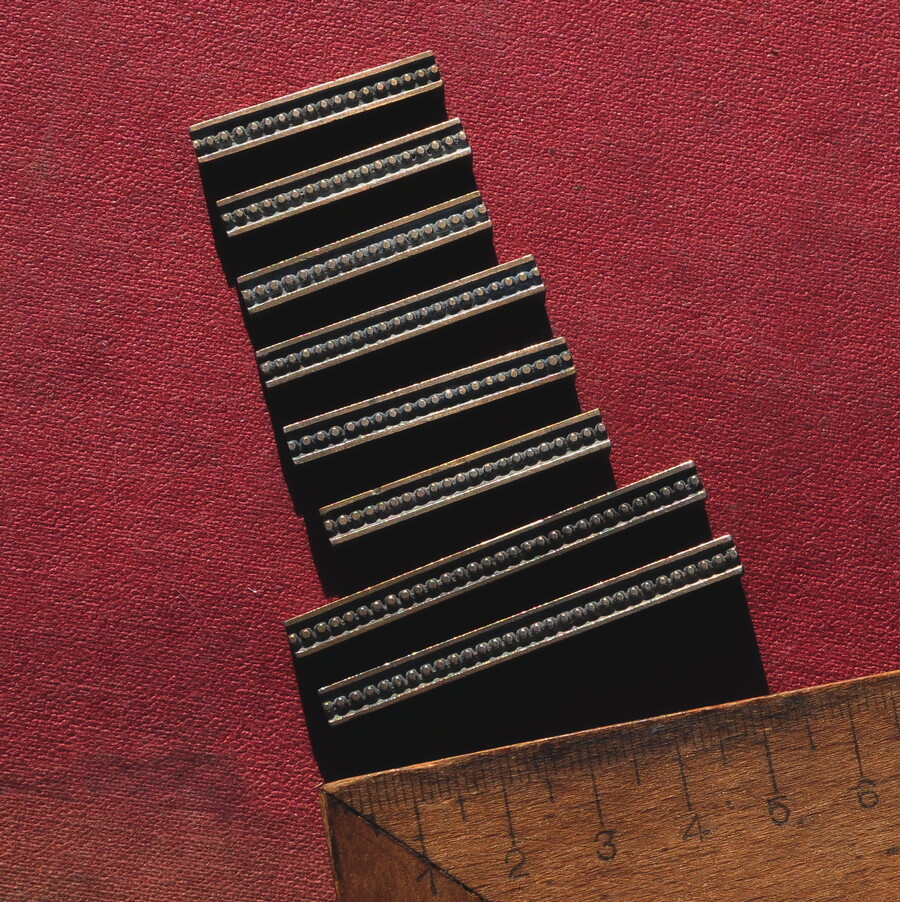 8x Line brass ornament bookbinding Art Nouveau´Deco gilding bookbinder leather