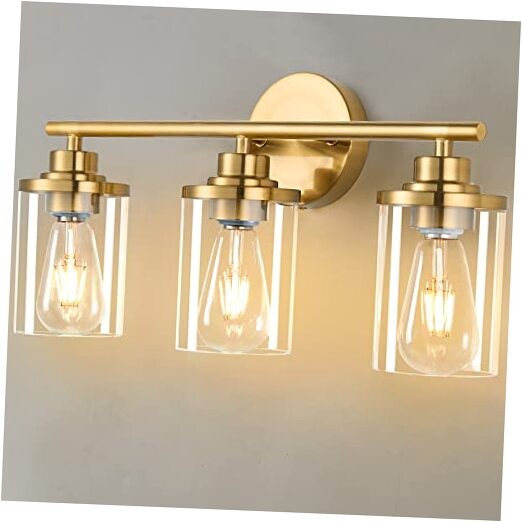 Bathroom Light Fixtures,Vanity Lights Over Mirror,Vanity 3-Light Brushed Gold