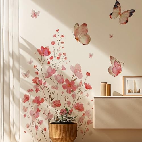 Flower Wall Decals - Peel and Stick Flowers Butterflies Wall Flower-theme 77