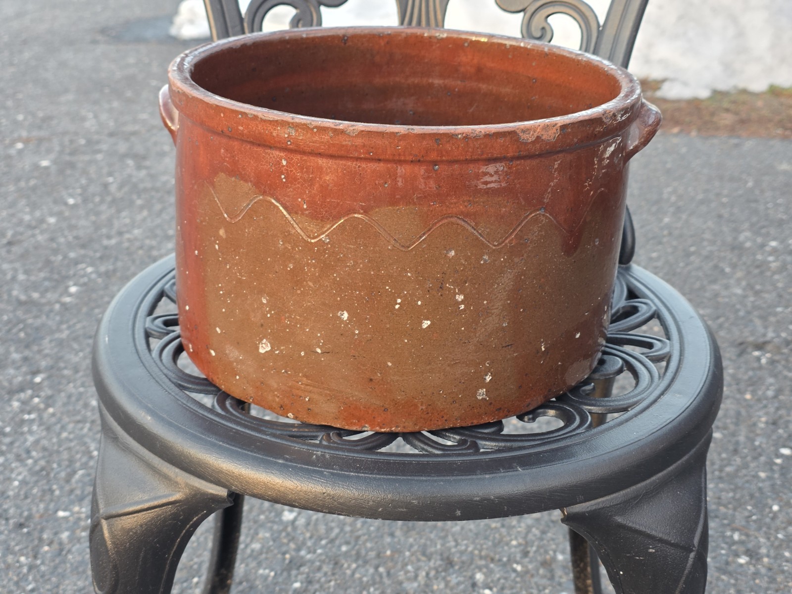 Rare Antique Stoneware Redware Cake Crock Incised Signed YORK CITY PA JULY 1892