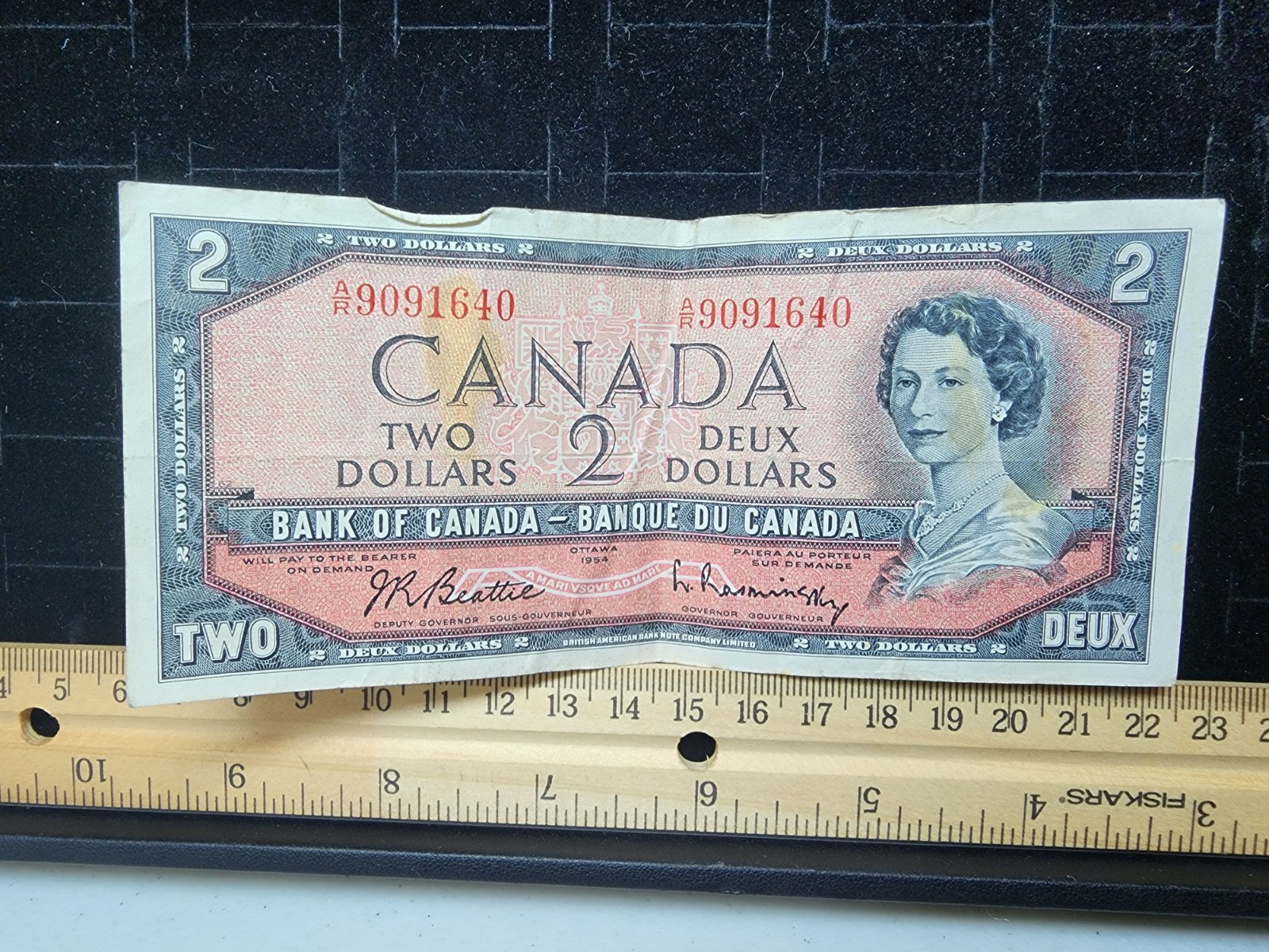 1954 2 Dollar Bill Note Canada Circulated Used Great Shape/Color Ottawa Mint