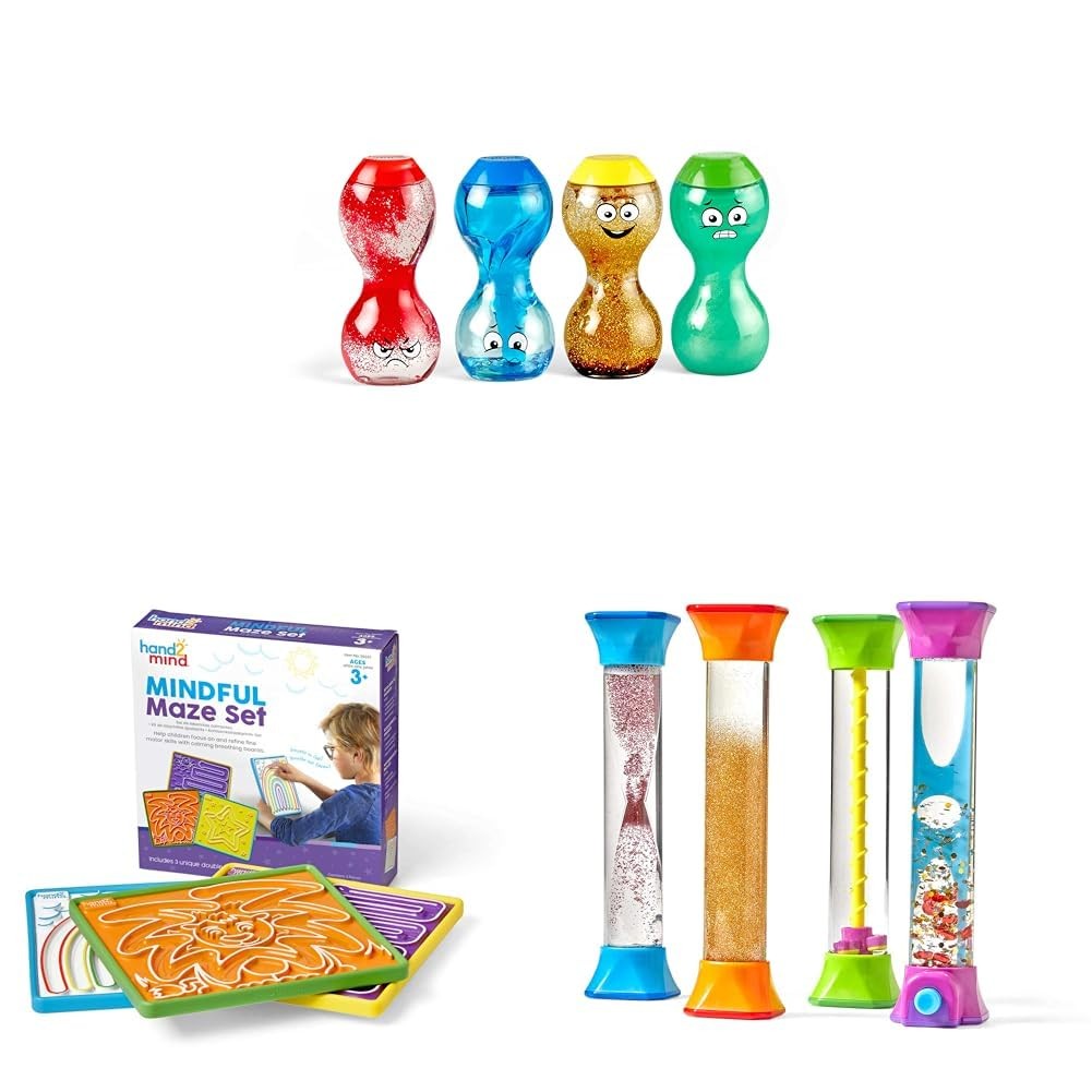 hand2mind Express Your Feelings Sensory Bottles Mindful Maze Boards Fidget Toys
