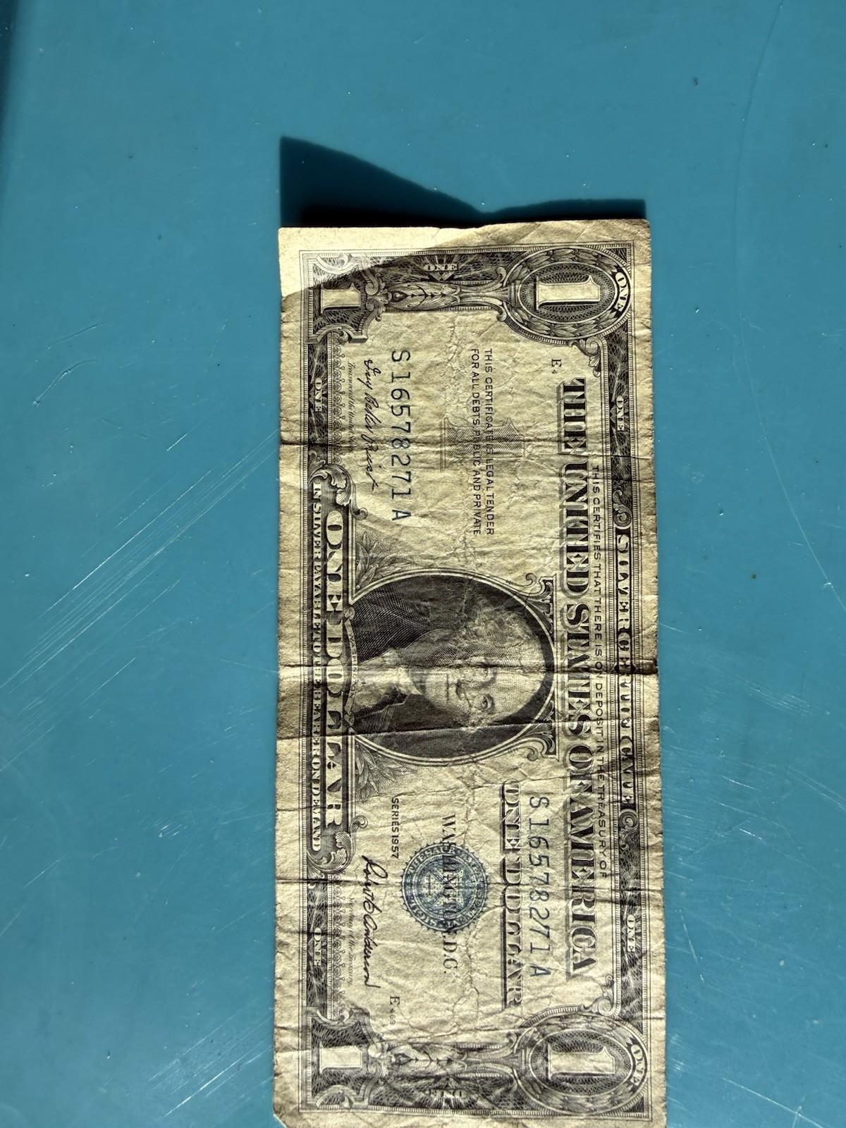 1957 $1 Silver Certificate Banknote Blue Seal Circulated Uncertified Ungraded