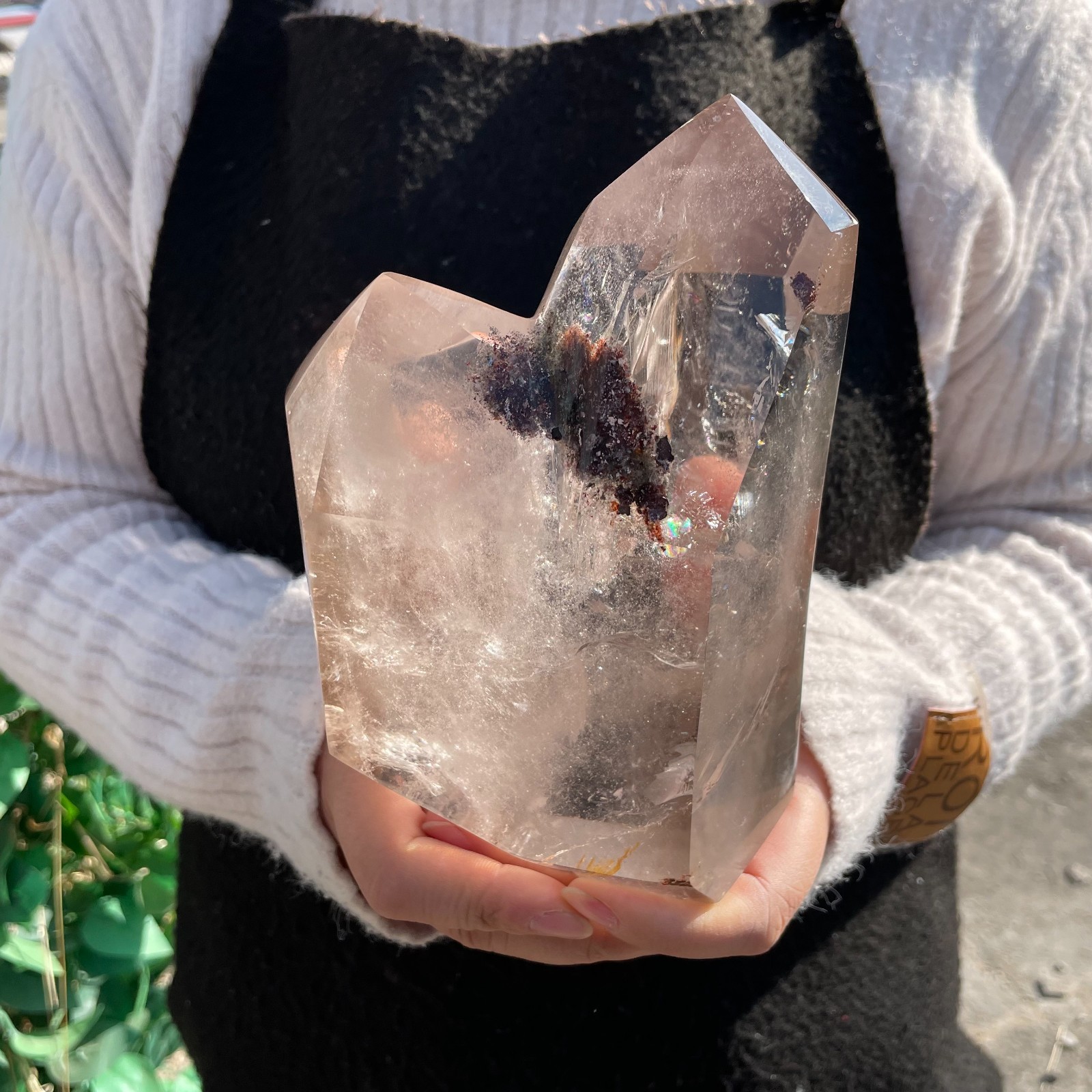 5.1LB Natural Ghost Phantom Quartz Smoky Crystal Double Point Healing C2636