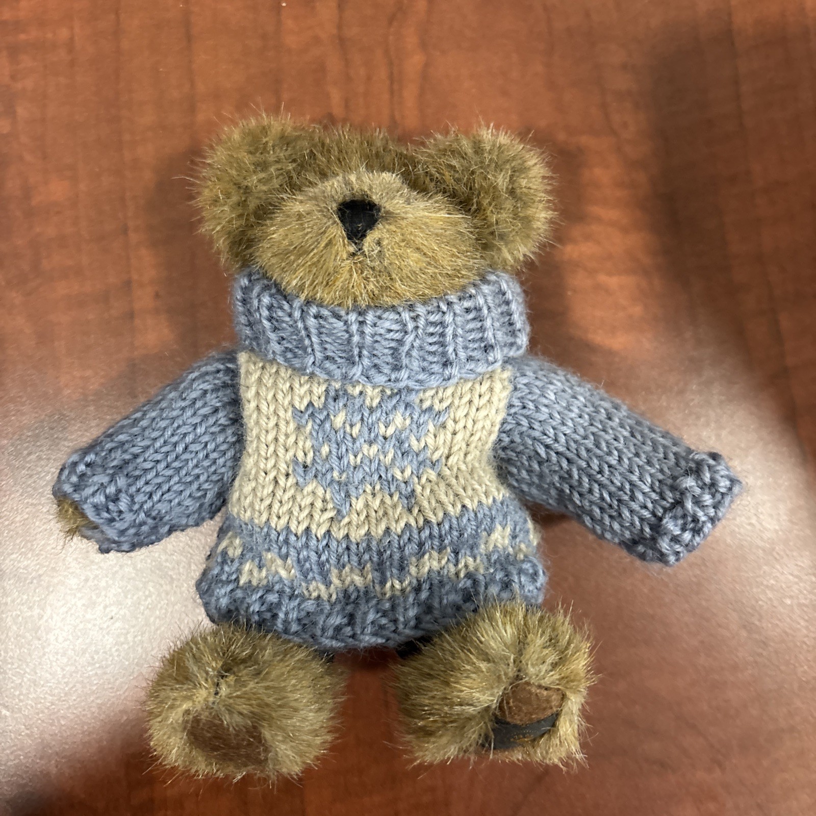 Boyds Bears 6.5" Ted Plush Jointed Teddy Blue Snowflake Design Sweater Tush Tag