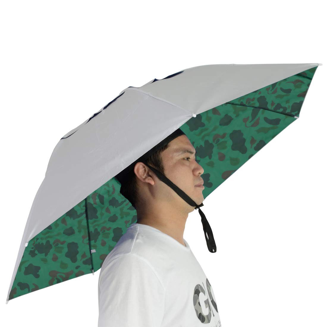 Vi Fishing Umbrella Hat 37.4" Oversize Folding Adjustable Sun Rain Hands Free Ca
