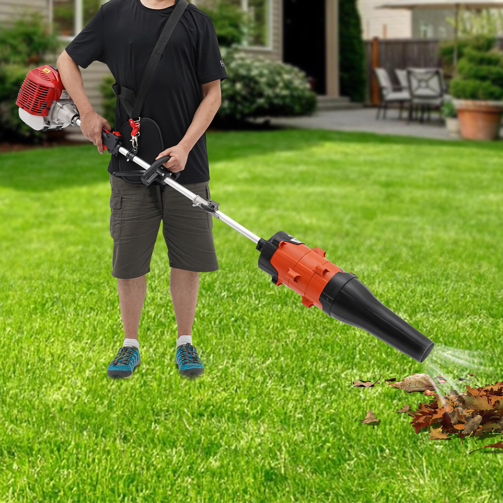 52cc Grass Brush Power Broom Handheld Turf Lawn Sweeper Blower Garden Clean