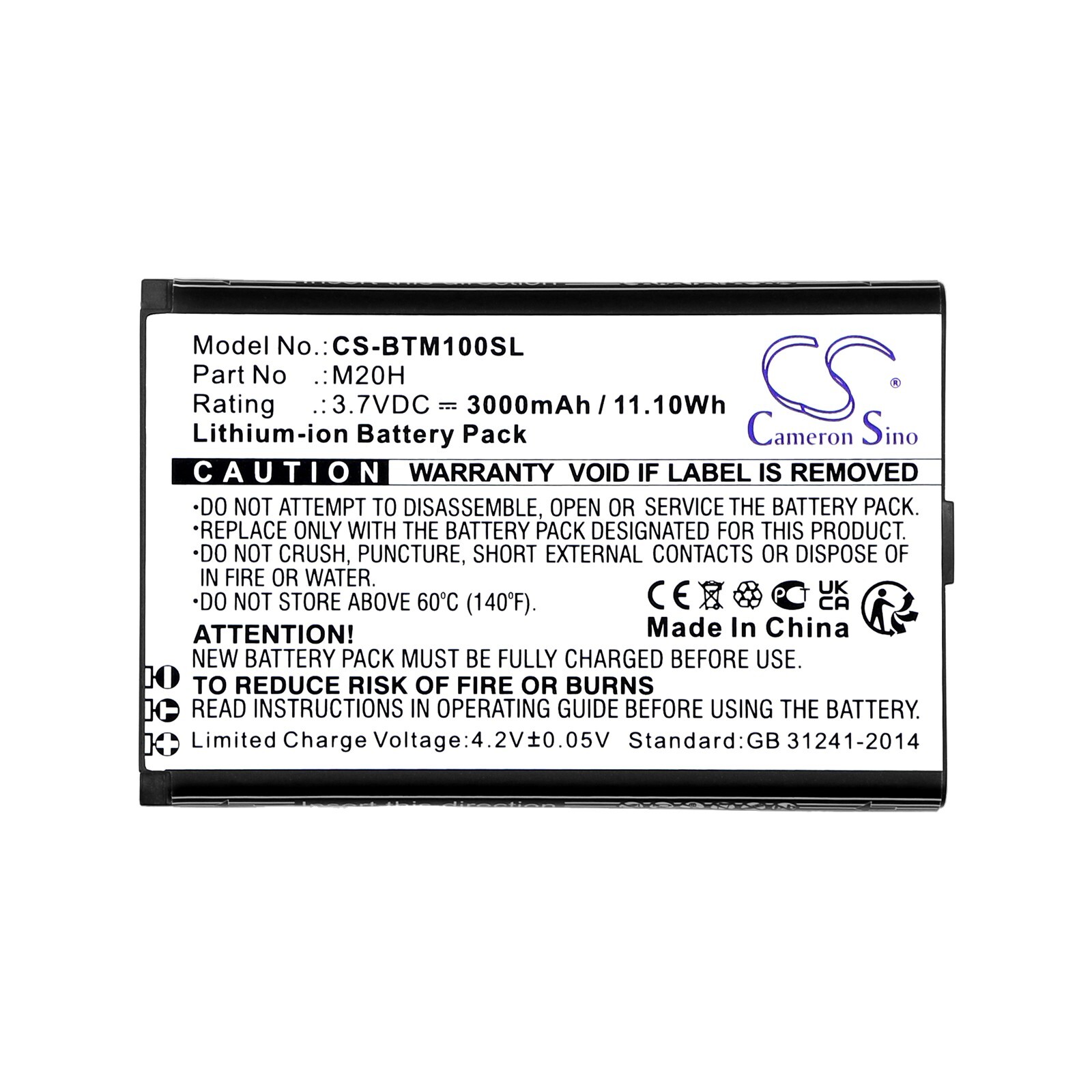 BATTERIE 3000mAh Type M20H For Smrat Pro M028AT, Benteng M100