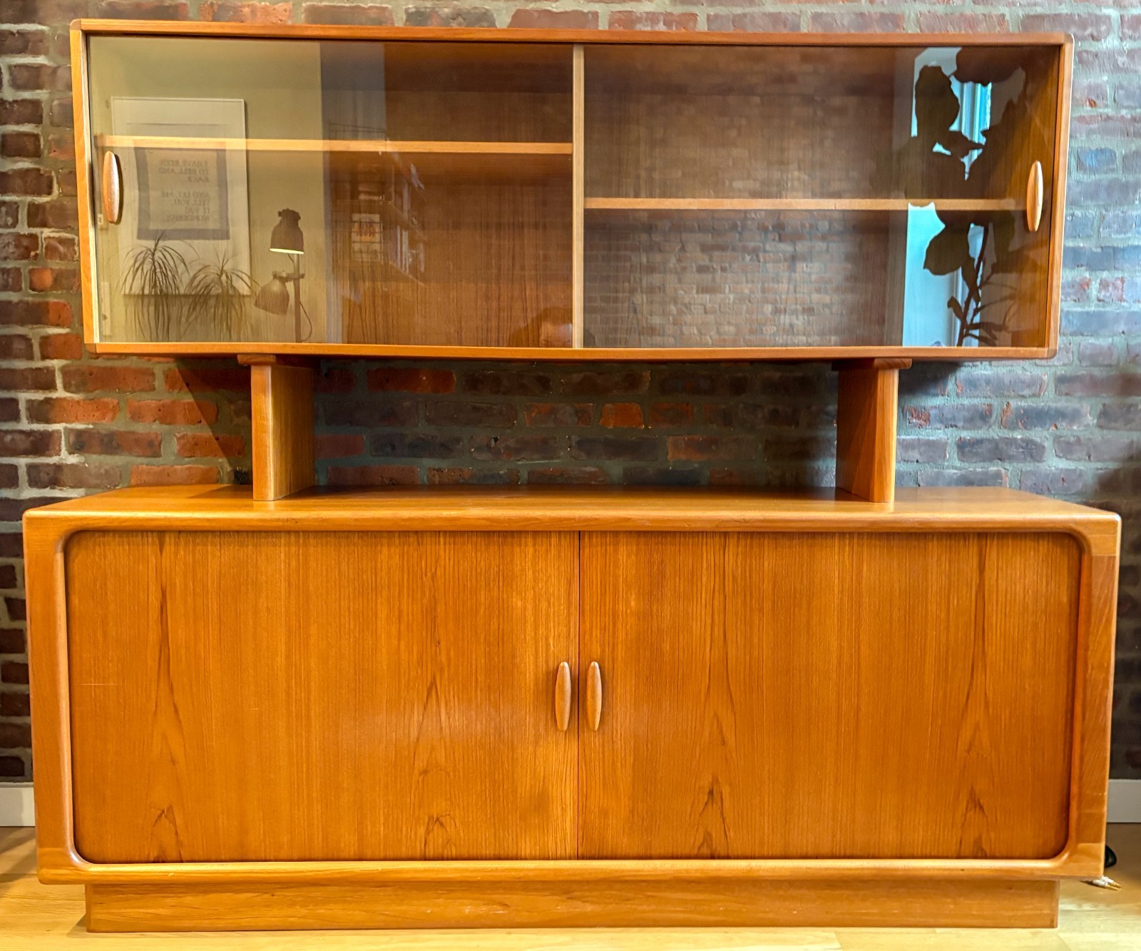 Dyrlund Teak Two-Piece Hutch Credenza (Vintage Mid-Century Modern Furniture)