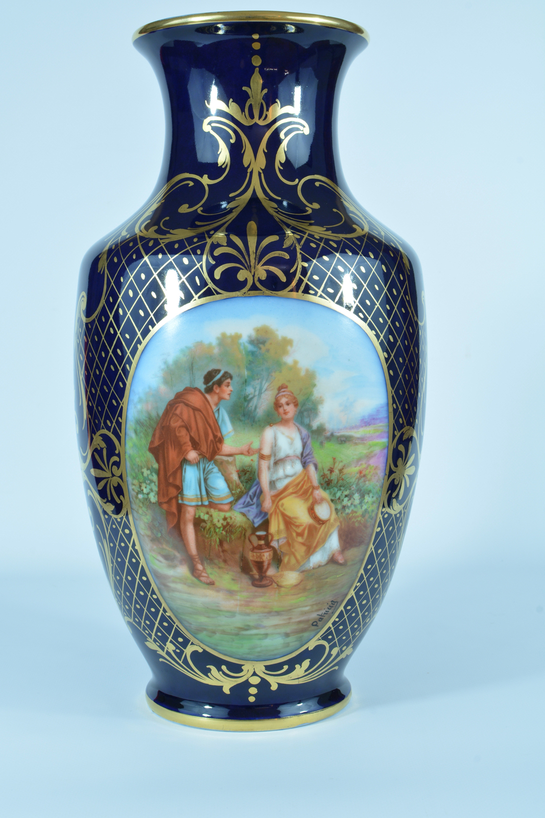 Large Antique Limoges Porcelain Vase Château Des Étoiles Gallant Scene