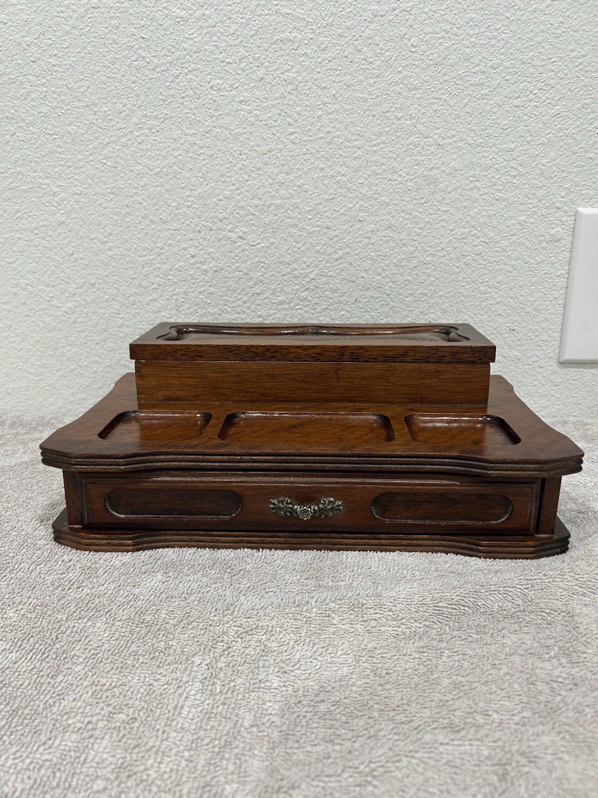 Vintage LONDON LEATHER Men's Wooden MCM Valet Tray Jewelry Station Organizer