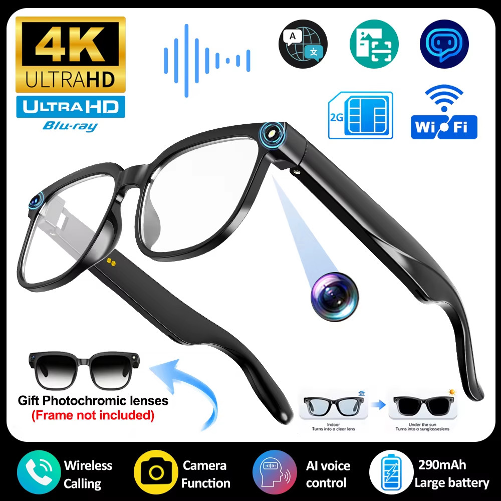 2026 New Men AI Smart Glasses Color-Changing Translation Glasses 800W Camera Wat