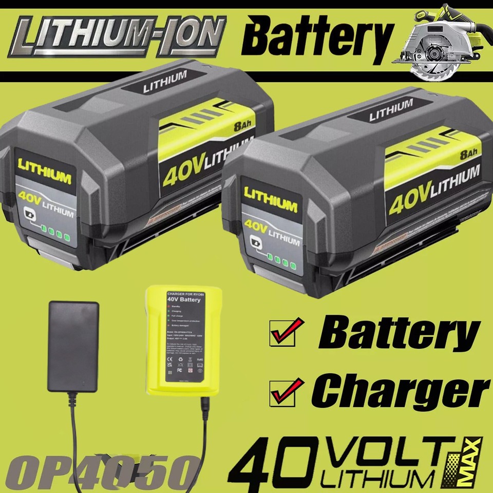 1/2pack For Ryobi 40V Lithium-ion 8.0Ah Battery & Rapid Charger OP4050 OP40602