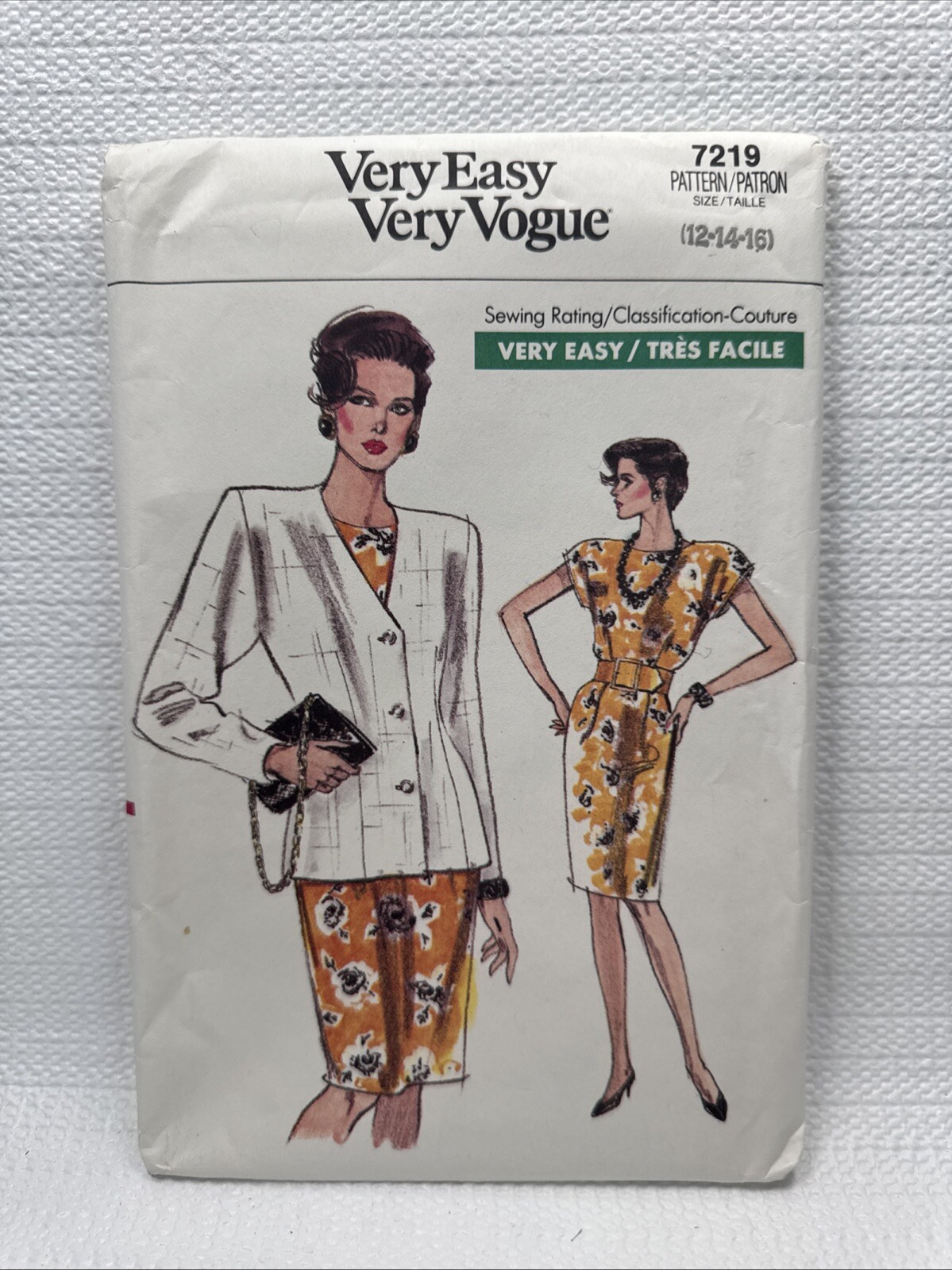 Vogue 7219 Dress Jacket Easy Pattern 12-16 *Uncut