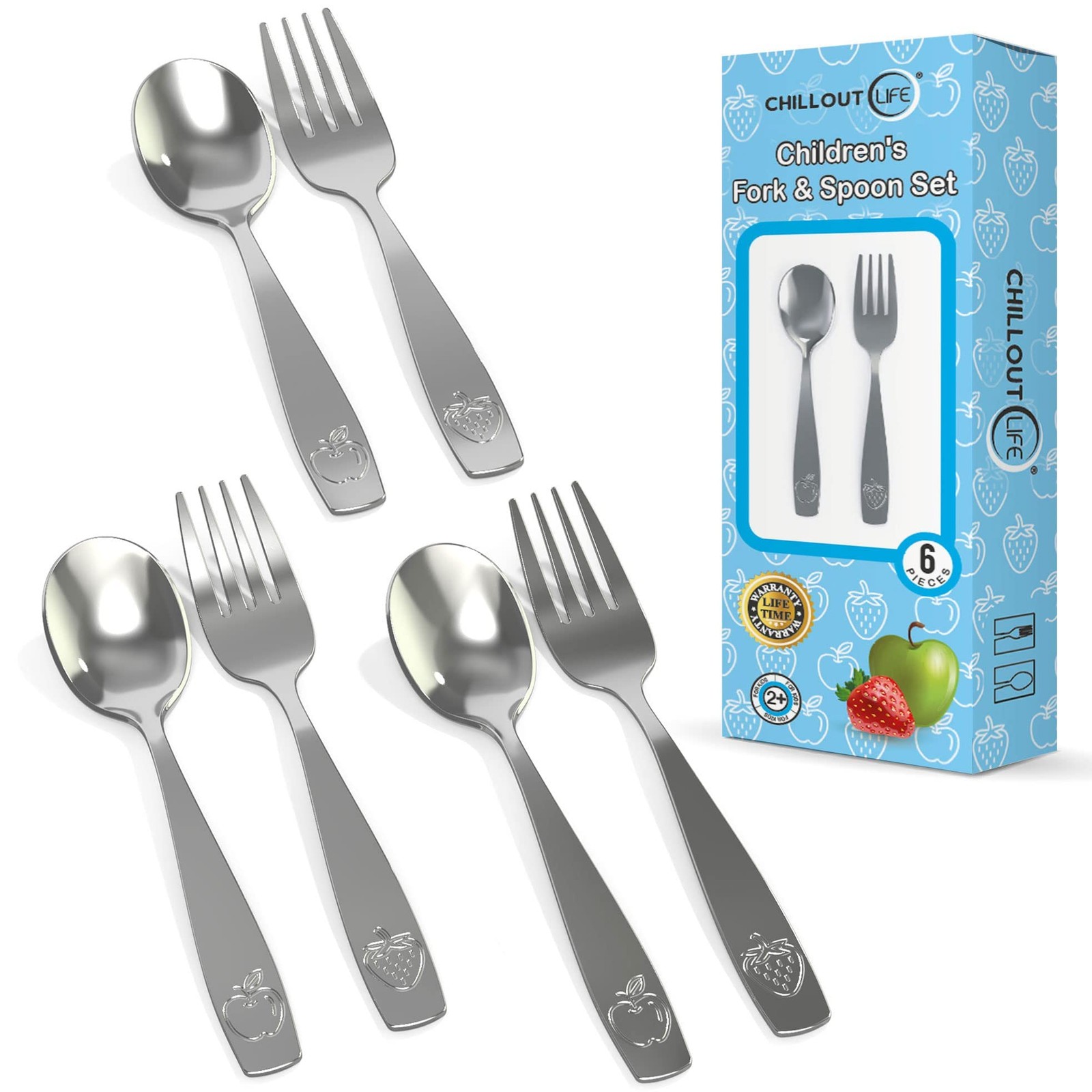 Stainless Steel Kids Silverware Set 6 Pieces - Child and Toddler Safe Flatwar...