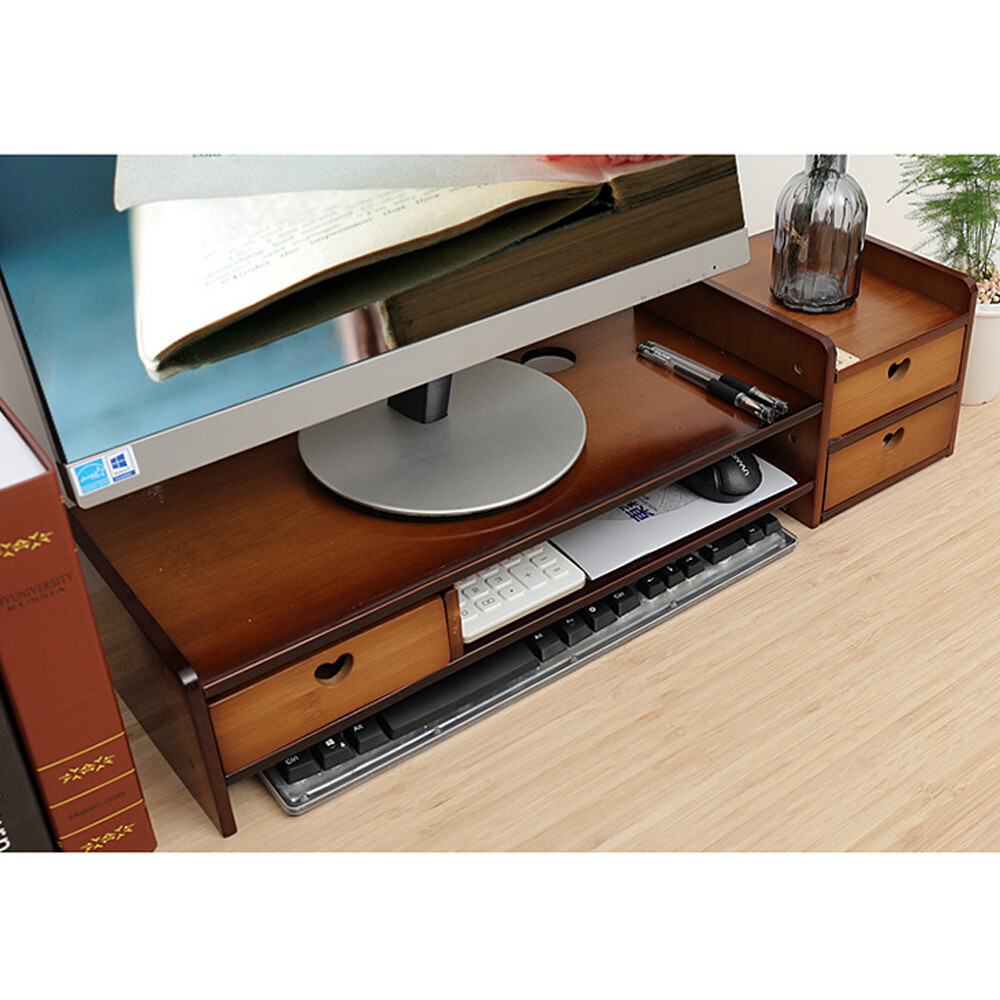 Wooden Computer Desk Organizer Stand Ergonomic PC Laptop Monitor Stand Riser