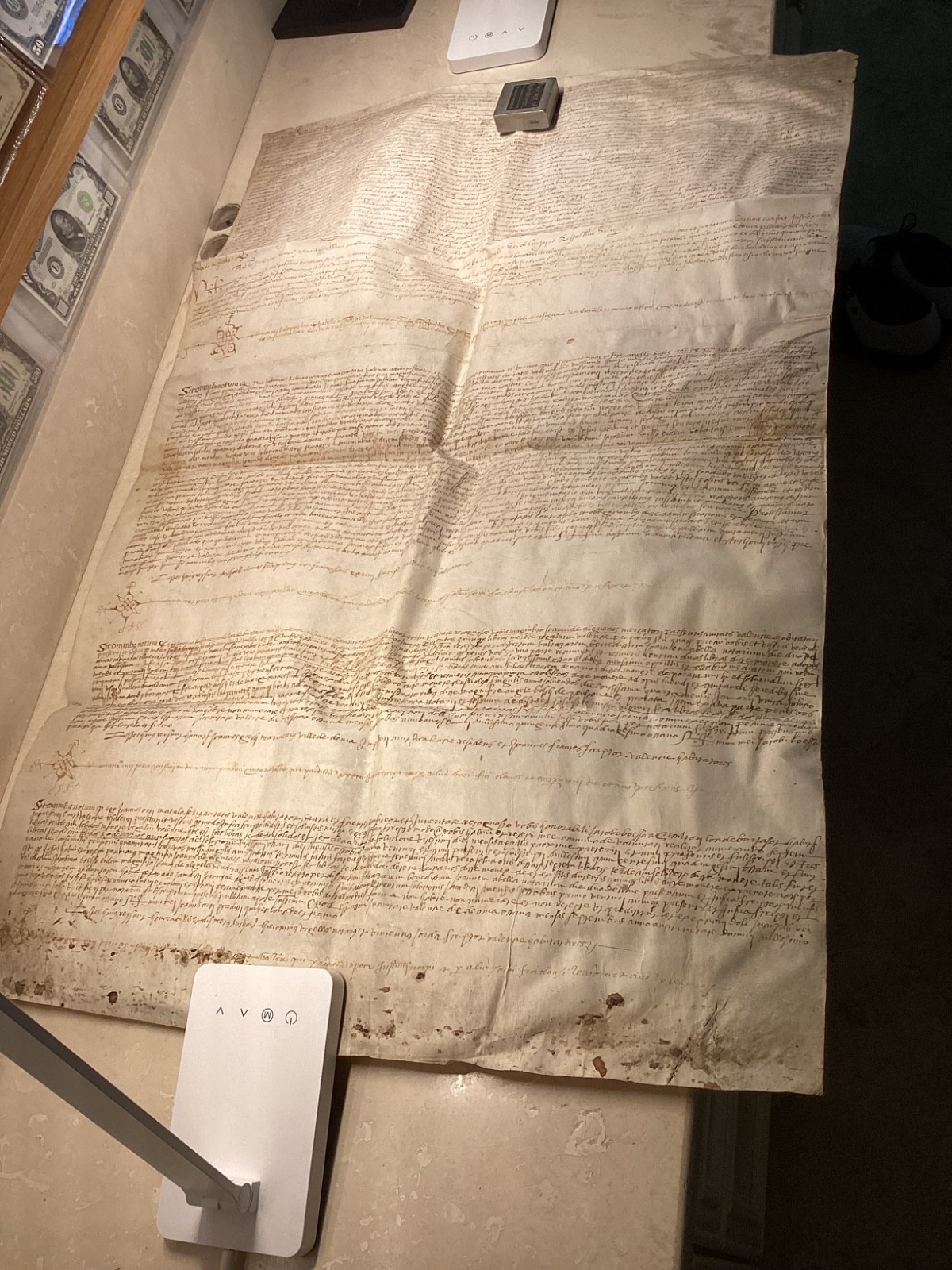 1548 Vellum manuscript document-handwritten Latin legal deed w/ Flourishes