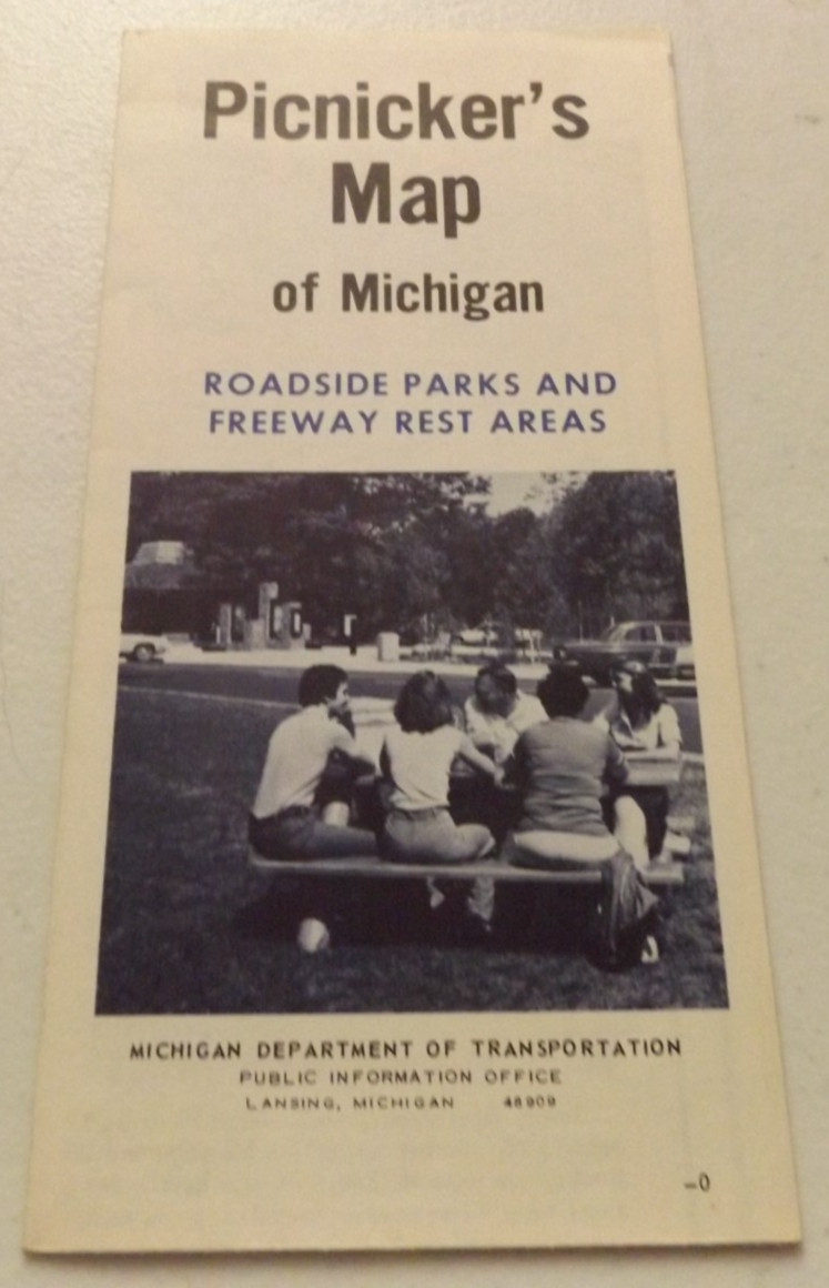Vintage PICNICKER'S MAP of Roadside Parks and Freeway Rest Areas in Michigan