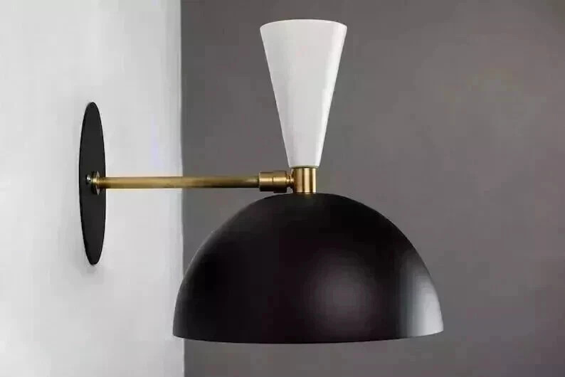 1950's Mid Century Modern Brass Italian Wall Sconce Stilnovo Wall Fixture Light