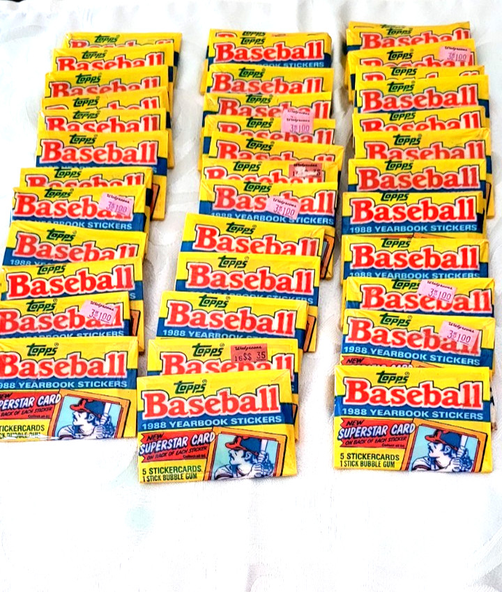 1988 Topps Baseball Yearbook Stickers (sealed) Lot Of 38