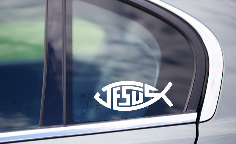 Jesus Fish Ichthys Vinyl Decal 5” | Christian Car Window Sticker Car Decal
