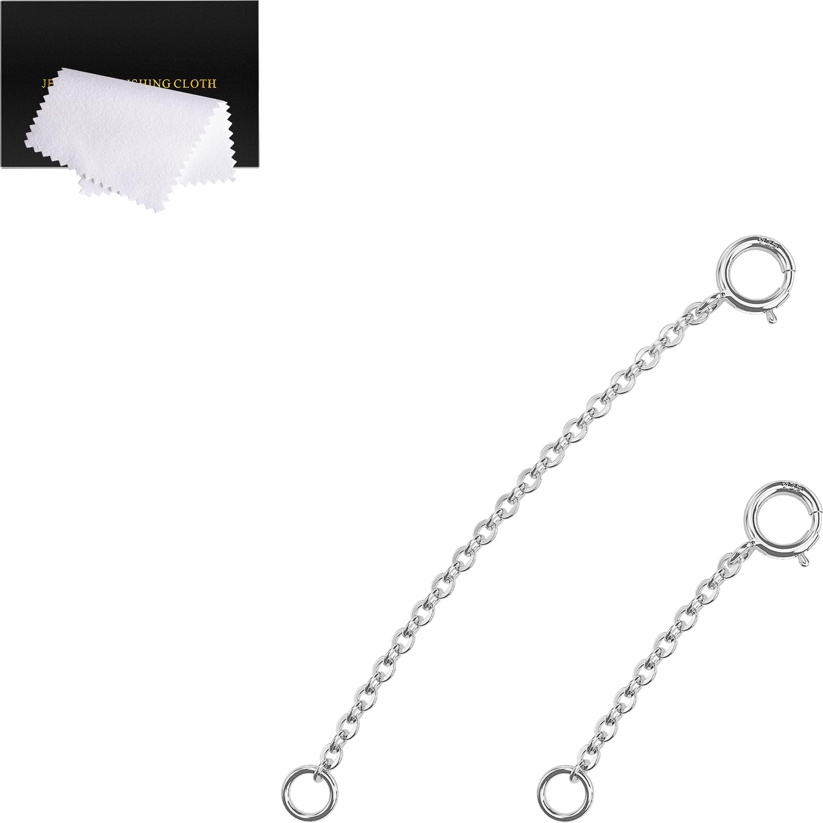 VANBARIS Necklace Extender Silver, 925 Sterling Silver 1 2 inch, 