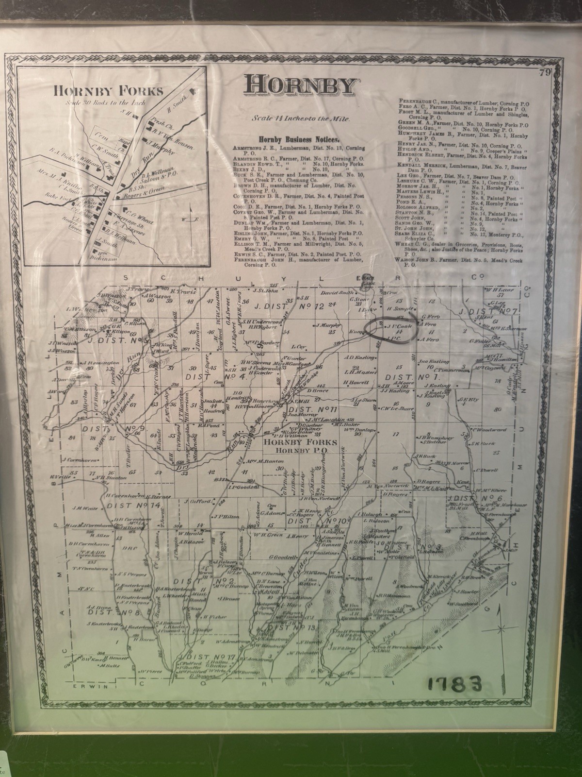 Hornby Steuben County New York Vintage Map