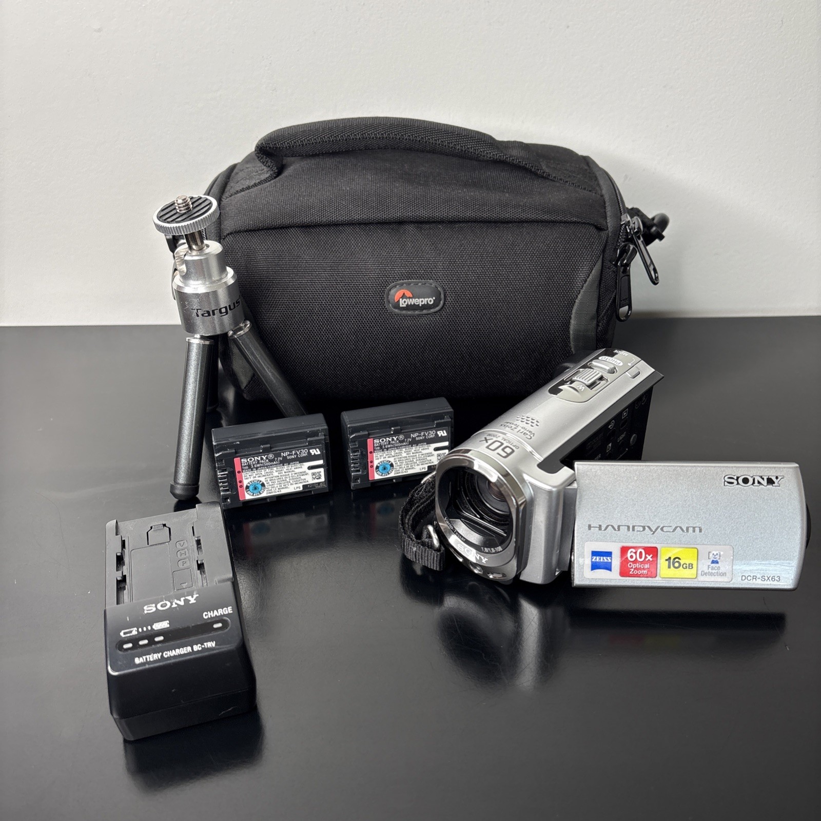 Sony Handycam DCR-SX63 (Silver) 16GB Camcorder w/ 2 OEM Batteries & OEM Charger