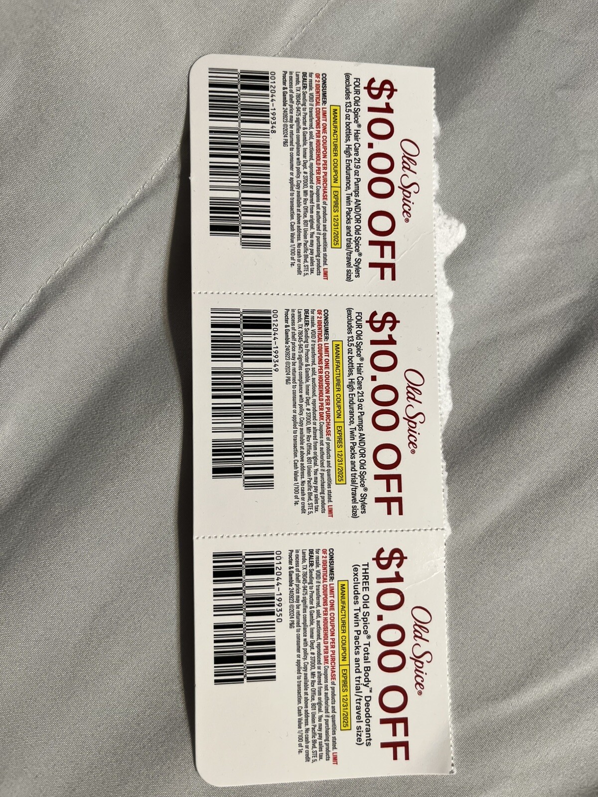 3 Old  Spice Coupons - $30 in savings - Exp  12/31/2025