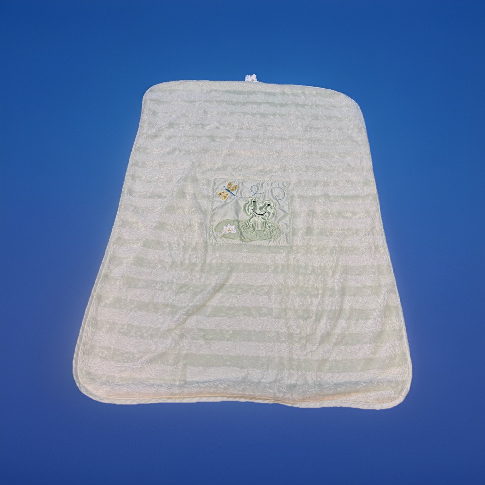 Y2K Tiddliwinks Frog Baby Blanket Pastel Green Stripes Froggy On Lillypad Cute