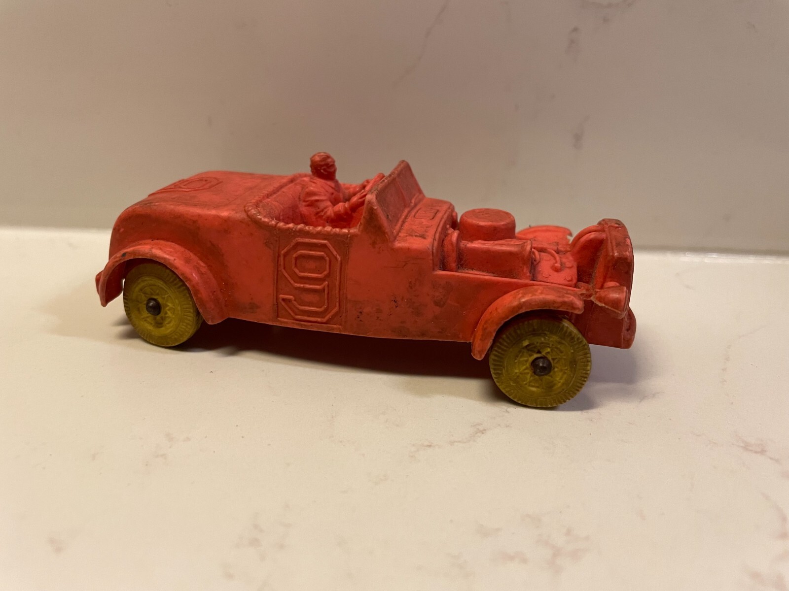 Vintage Auburn Race Car Roadster Die Cast Rubber Plastic Red Made USA