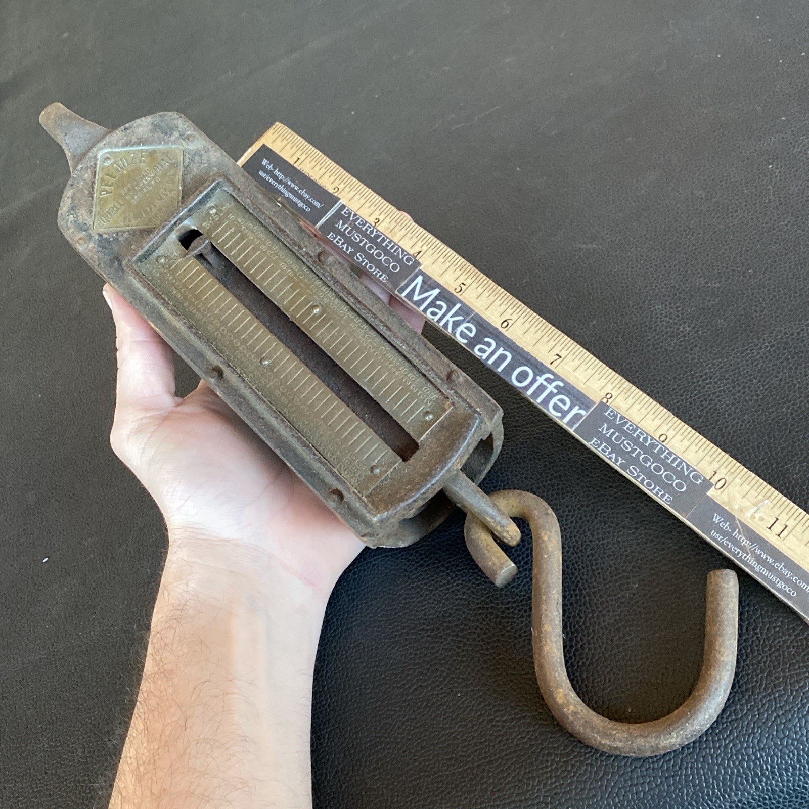 Antique Pelouze Mfg Co Double Dial 300lb F6 Hanging Scale Industrial Chicago